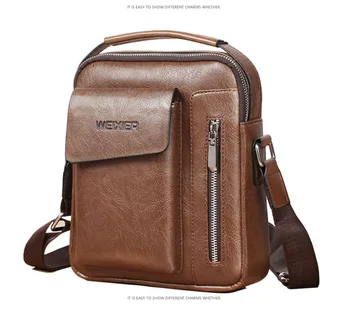 Ново записване, мъжка кожена чанта през рамо в ретро стил, ежедневни чанти-прашка, бизнес чанта-месинджър за пътуване на открито