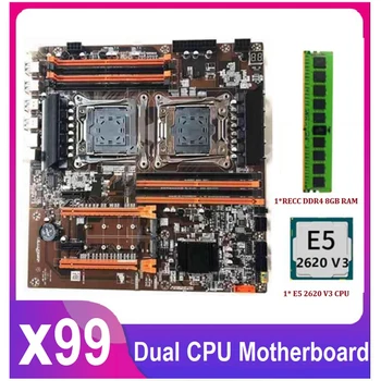 X99 Двухпроцессорная дънна платка LGA 2011 USB3.0 SATA3 с процесора E5 2620 V3 Процесор RECC DDR4 8 GB оперативна памет с двоен слот M. 2