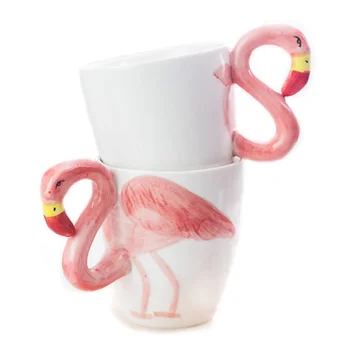 400 мл 3D Стерео Фламинго Кафеена Чаша Сладък Животни Керамични Чаши Карикатура Двойка Млечни Чаша Креативна Керамична Чаша с Дръжка Забавна ЧАША