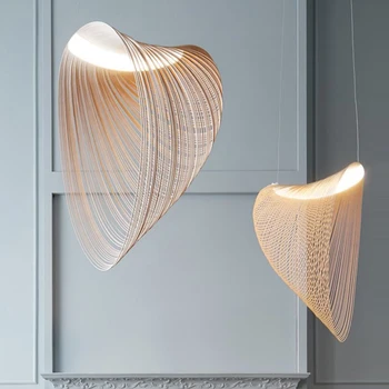 Скандинавските Модерни минималистичные дървени висящи лампи всекидневна с трапезария и спалня led лампа Начало Декор Осветителни Тела