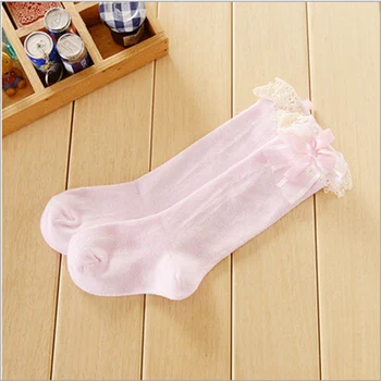 Сладки Бебешки Дантелени Чорапи Принцеса с лък За Момичета, Памучни Чорапи до Коляното, от 1 до 6 години, всеки ден Изискан