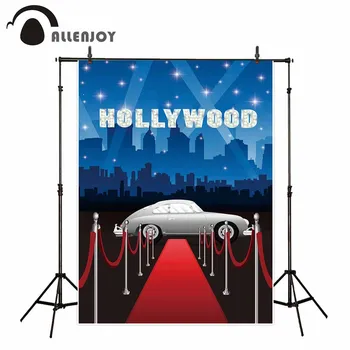 Allenjoy фонова фотосесия Холивудската звезда приветства тематично нощно сградата на червения килим пътека прожектор Луксозен автомобил фоново снимка