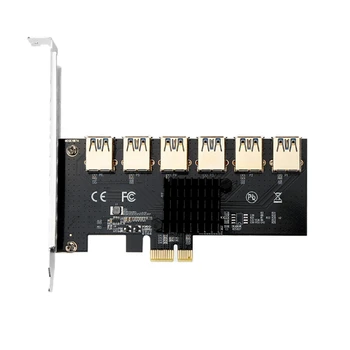 PCI-E Странично Card PCI-E от 1X до 6 USB 3.0 Видео карта PCI-E от 1 до 6 Разширение за майнинга Биткойнов