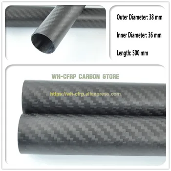 38 мм ODx 36 мм ID тръби от въглеродни влакна с дължина от 3 До 500 мм (в роли) въглеродна тръба, със 100% пълна въглерод, Япония От 3 До подобрен материал