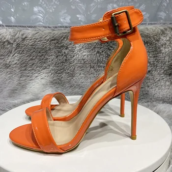 Оранжеви Дамски Сандали на висок ток 10 см по-висок ток, Женски Желейные Вечерни Обувки LX018