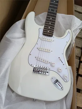 Китайската гитарная фабрика обичай солиден корпус От Естествен кленов фурнир top ST бяла синя Електрическа 67 st