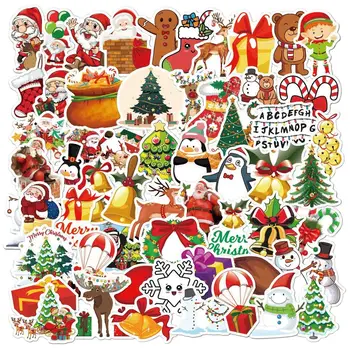 2023 50 Листа/60 Листа Карикатура Графити Етикети Дядо Снежинка Коледно Дърво Етикети За Вечерни Подаръци Украса