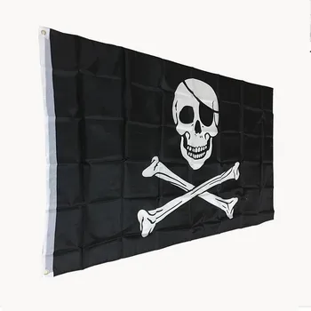 90x150 см Пират Скелет Флаг Активност Хелоуин Украса