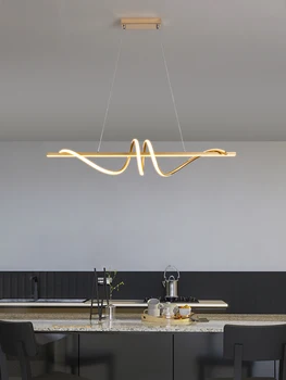Полилей за трапезария модерен изчистен скандинавски творчески маса за хранене, бар-часова минималистичная дълга ивица, модерен лампи за трапезария