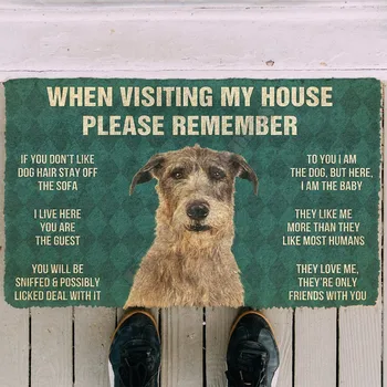 3D Моля, не забравяйте Ирландски Кучета-Wolfhounds Правилата на Дома Мат Нескользящие Вратите на Тепиха Декор на Верандата Мат