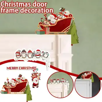 Дядо Коледа, Снежен Човек Коледна Рамка, Която Рамка Декорация На Вратата Ъгъл Коледен Година Декор Щастлив Коледа Нова Къща Весели Дървени Украшение N9a4