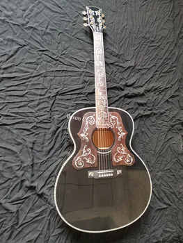 безплатна доставка професионална китара Byron custom limited Jumbo vine flower flame maple китара с трансакустической система АААА guita