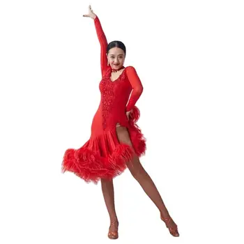 L-2083 Най-разпространяван рокля за латино танци, нови национални стандартни конкурсни латиноамерикански рокли за жени