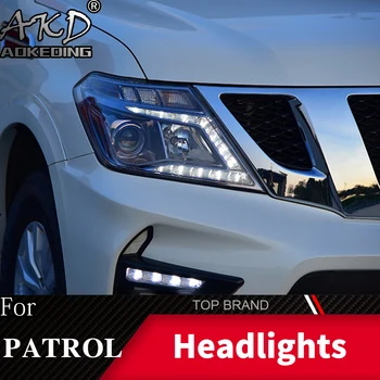 Главоболие Фенер За Nissan Patrol Y62 2010-2019 Фарове, Фарове за мъгла Дневни Светлини DRL H7 LED Биксеноновые Лампи Автомобилни Аксесоари