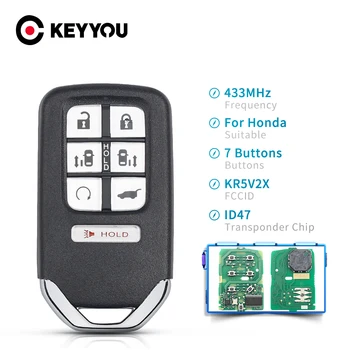 KEYYOU KR5V2X Взаимозаменяеми Ключ-Транспондер За Honda Odyssey 2018 2019 Авто 7 Бутона Умно Дистанционно Управление Ключодържател Без Ключ 433 Mhz