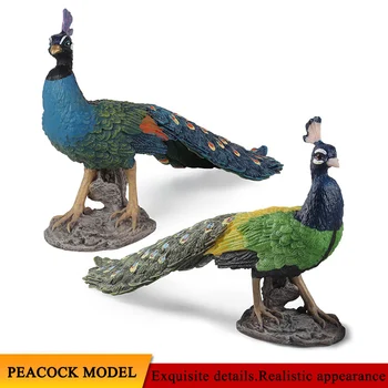25 СМ Моделиране на Дивата Природа Голям Паун Животни Модел Фигурки Реалистични Пауни Фигурки PVC Забавни Играчки Детски Подаръци