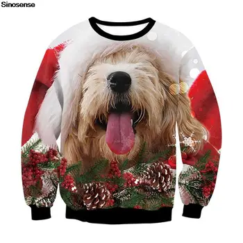 Мъже, Жени Грозни Коледен Пуловер 3D Забавно Куче Печатни Лепкава Коледни Скок Върховете Двойка Есен Зима Празник Коледа Hoody