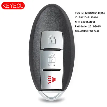 Keyecu Умно Дистанционно Ключодържател 2 + 1 Бутон 433,92 Mhz за Nissan Pathfinder 2013-2015 FCC ID: S180144005