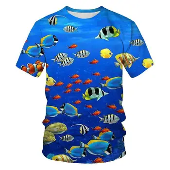 Мъжка тениска с 3D принтом за риболов, яке, женска риза с къси ръкави, Годишен семеен Отдих, облекло за родители и деца, Размерный редица