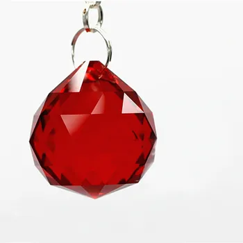 Високо качество на 10 бр./лот Червен цвят с 30 мм Разнообразни Кристални топки (Безплатни пръстени) Стъклен Полилей Обхвата на Висулка За направи си Сам Коледна Елха