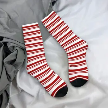 Чорапи полиестер чорапи футбол ивици тръстика бонбони коледа начина дълги за Унисекс чрез абсорбиране на потта