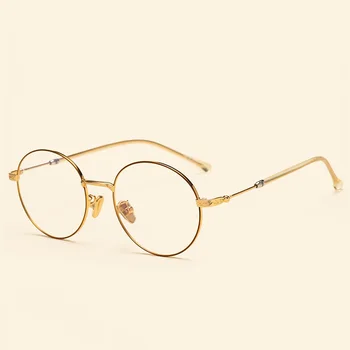 широчина-132 Нова реколта сплавные кръгли златни очила с тънки рамки, малко лицето, женски кръгли оптични очила за късогледство, рамки за очила