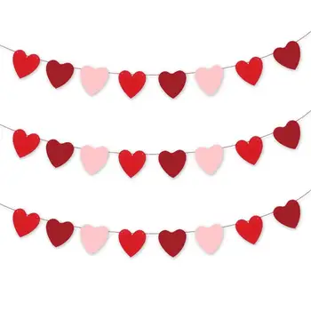 3ШТ Чуя Форма Висящ Банер Нетъкан Цветен Градиент Сърцето Стенен Банер За Свети Валентин За Парти