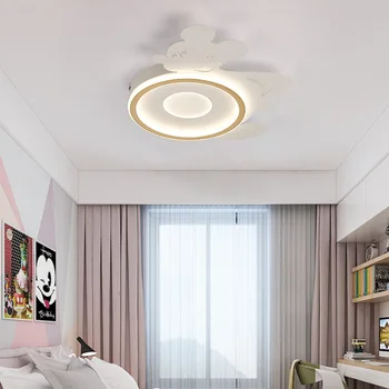 Лампа за спални проста модерна led мультяшная самоличността на детска стая, лампа за защита на очите led креативна кръгла таванна лампа